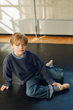 ZARA ДЖИНСЫ LOOSE FIT С ОТВОРОТАМИ SELVEDGE, СИНИЙ