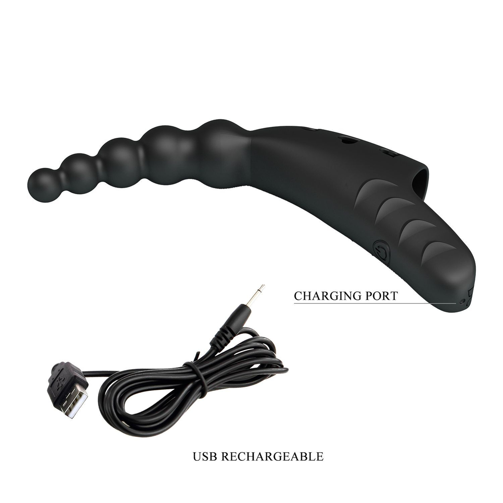 Черный вибратор на палец Jordin - 12,2 см. (Цвет: черный)