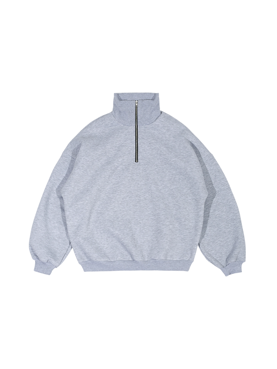 Свитшот с воротником на молнии с начесом (серый меланж)
