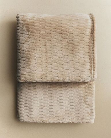 Zara Home - Флисовый плед с ромбами, бежевый, 140x190 см