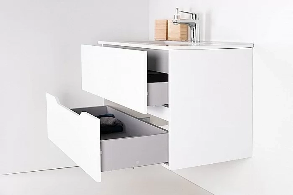 Тумба с раковиной Orange Line Li-100Tuw+Ra белая матовый