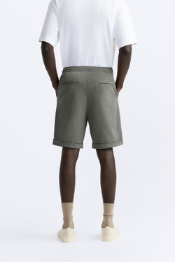 ZARA ШОРТЫ КОМФОРТНОЙ ПОСАДКИ, ОЛИВКОВЫЙ