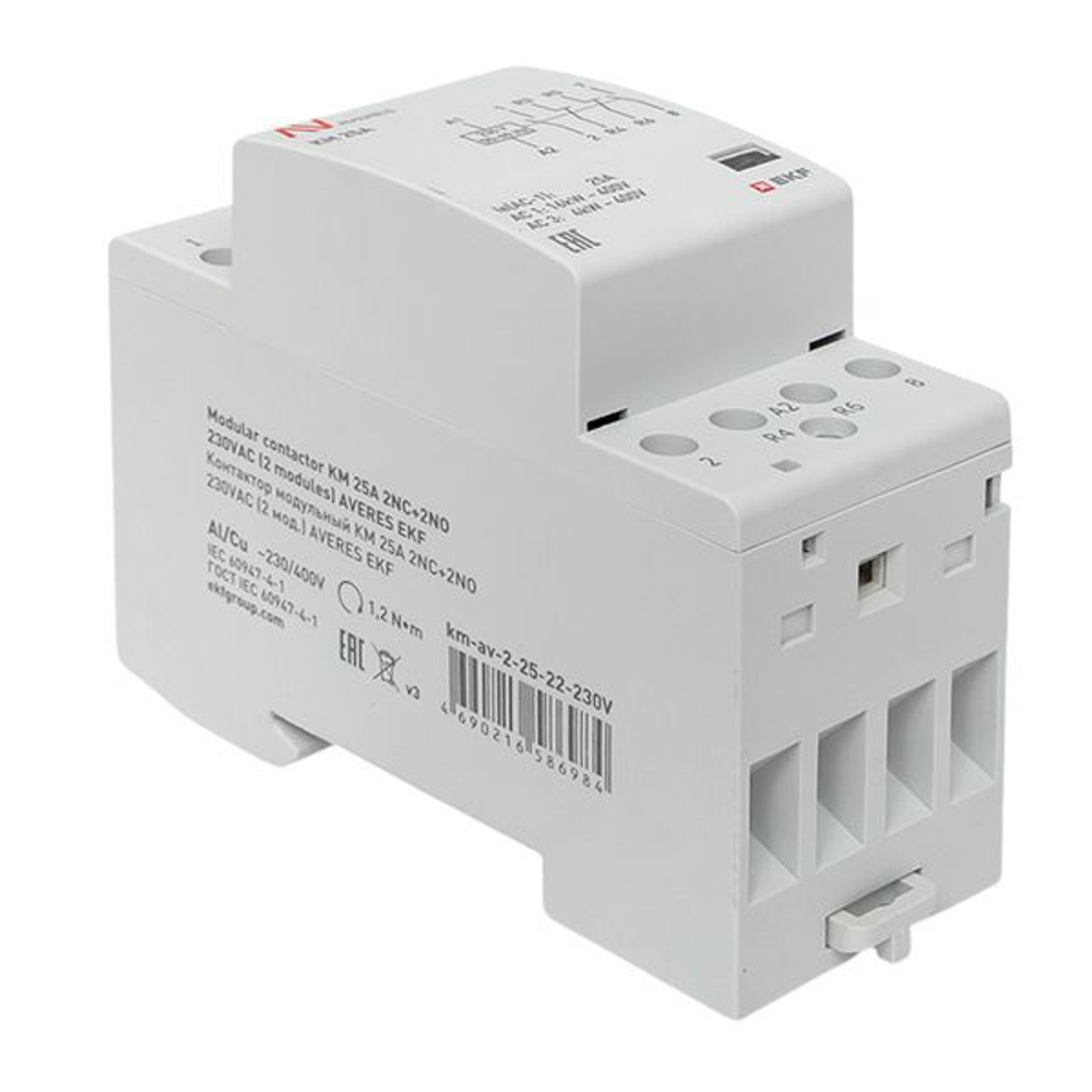 Контактор модульный EKF km-av-2-25-22-230V