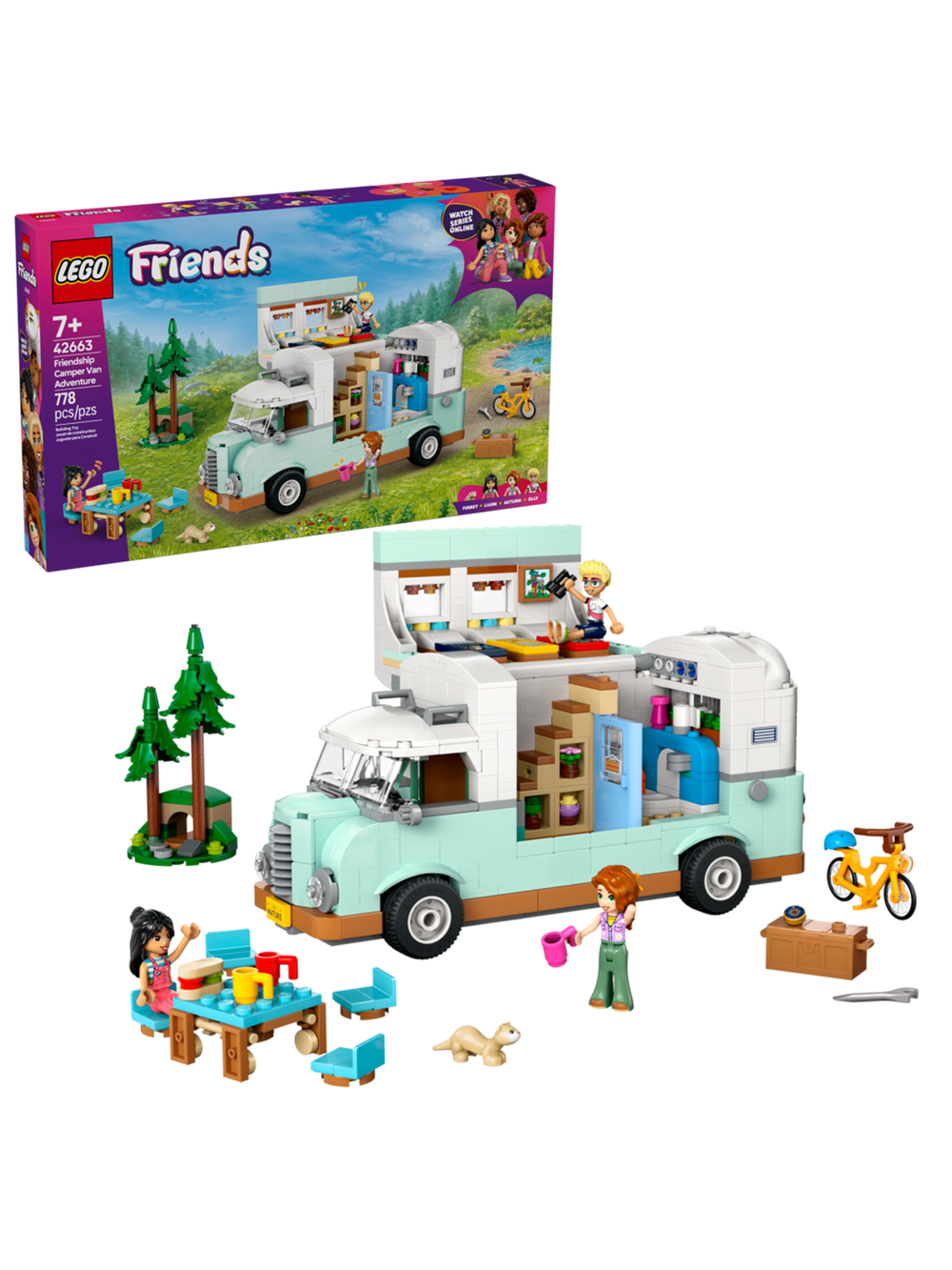 LEGO Friends 42663 Лего Кемпер дружбы, дом на колёсах, автодом для девочек, конструктор с минифигурками, оригинал LEGO