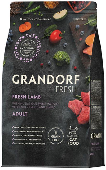 Grandorf Fresh 400гр Holistic Lamb&Sweet Potato Сухой корм для кошек, свежее мясо ягненка с бататом