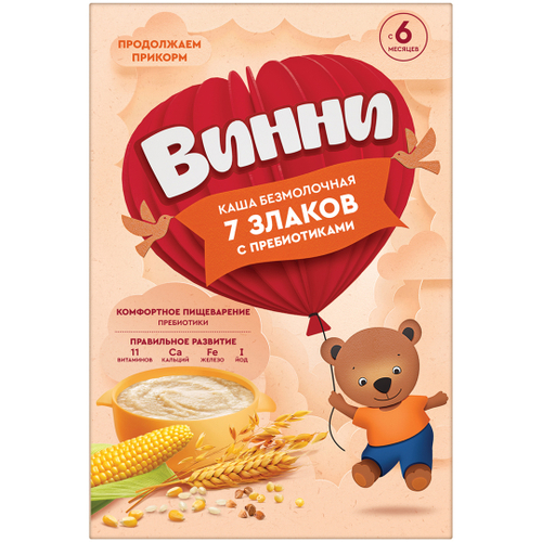 Каша безмолочная 7 злаков с пребиотиками Винни 200г с 6 месяцев