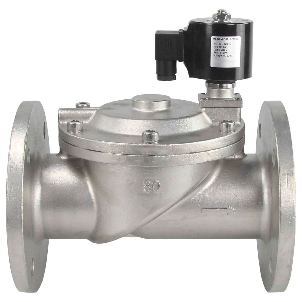 Two way normally closed indirect acting electric solenoid valve Elephant VSF-601N-PU-NC NBR 24В, body material - stainless steel AISI 304, seal - NBR