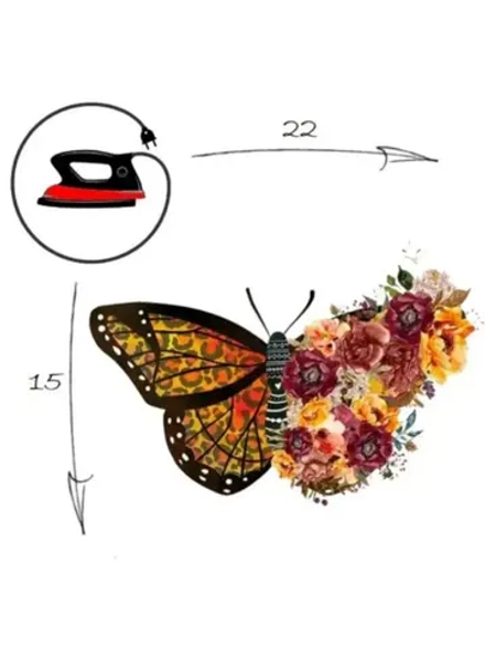 Термотрансфер "Бабочка коричневая",наклейка на одежду, 22х15
