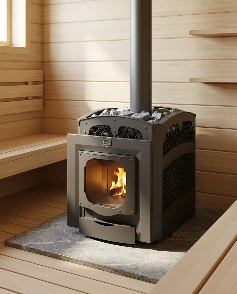 Печь для бани Былина-сетка 24 Ч Панорама (1.2)