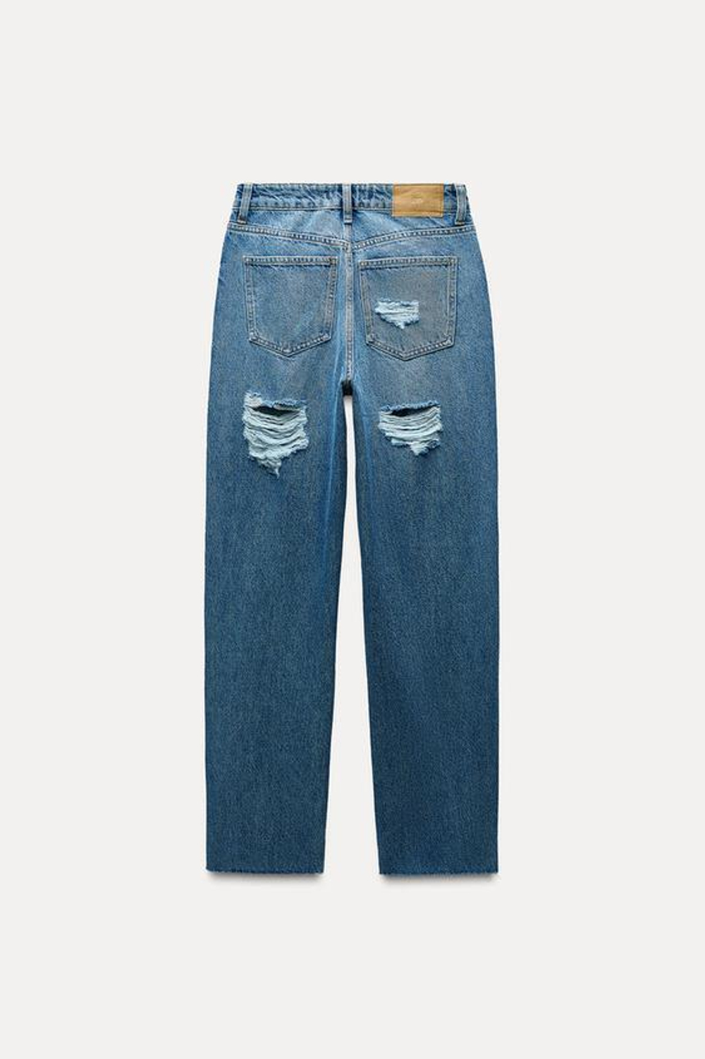 ZARA ДЖИНСЫ ПРЯМОГО КРОЯ С ВЫСОКОЙ ПОСАДКОЙ Z1975, ВЫЦВЕТШИЙ СИНИЙ