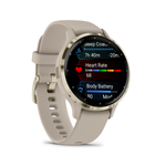 Умные часы Garmin Venu 3S 41 мм Безель из нержавеющей стали из мягкого золота, корпус французского серого цвета и силиконовый ремешок