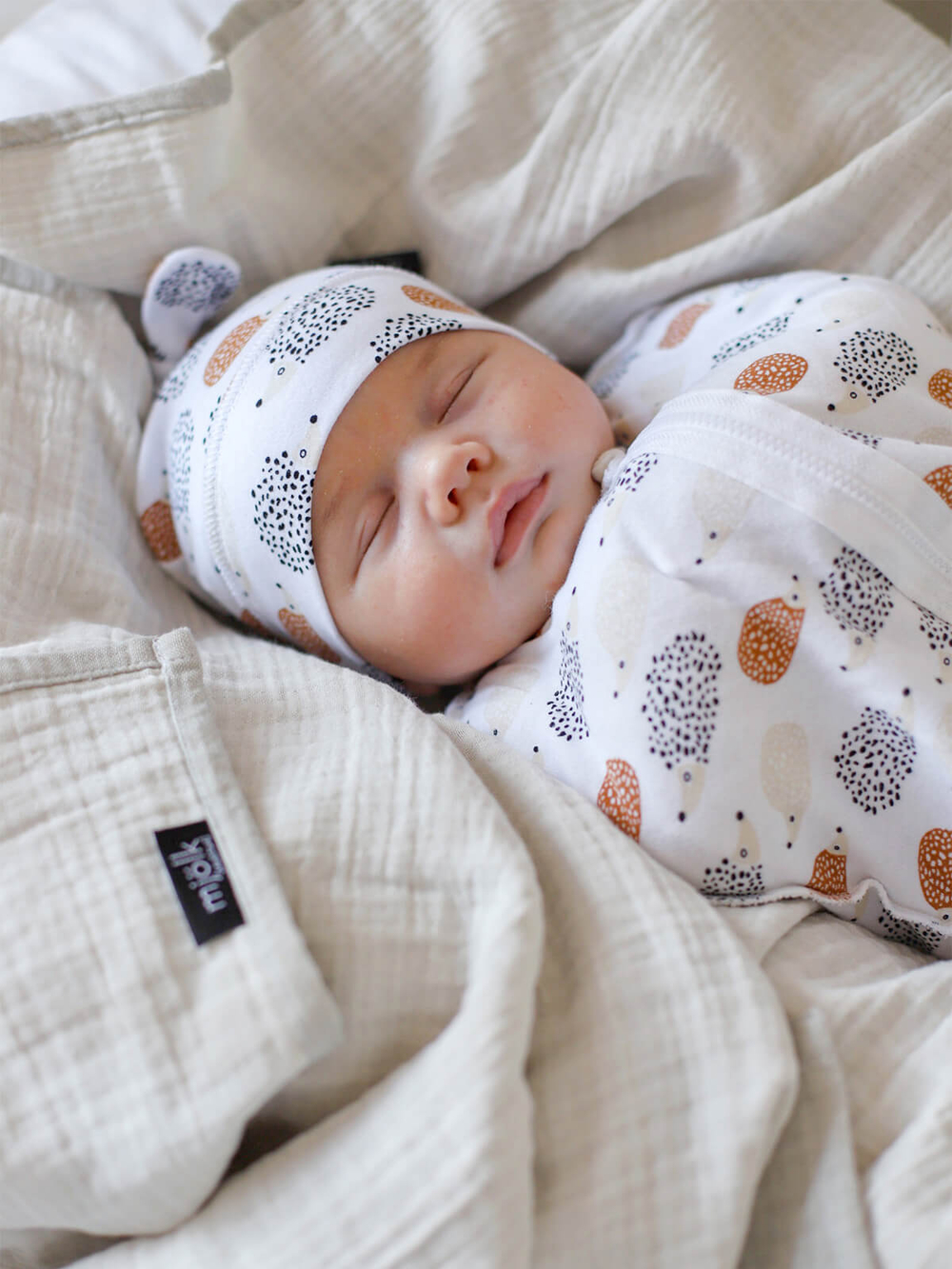 Пелёнка-кокон Mjölk Ёжики, уценка