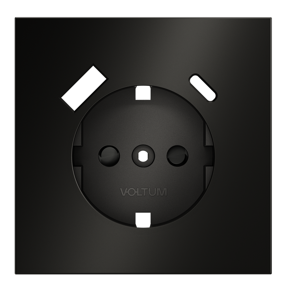 Накладка для розетки с заземлением и защитными шторками, с USB A+C, S70 Metal (антрацит)