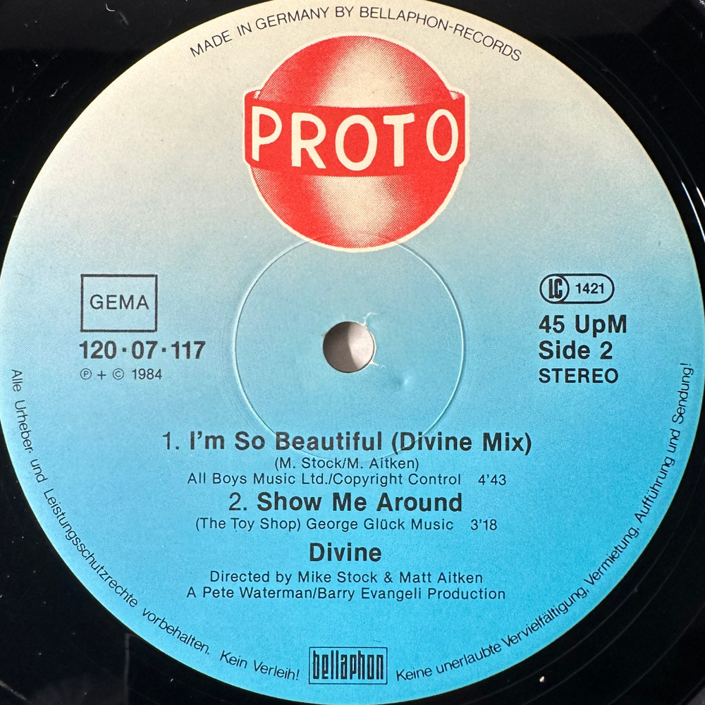 Divine ‎– I'm So Beautiful (Германия 1984г.) 12", 45 RPM