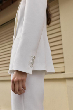 ZARA БЛЕЙЗЕР В СТИЛЕ СМОКИНГ, ЖЕЛТОВАТО-БЕЛЫЙ