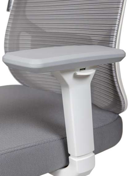 Кресло офисное Норден / Бэст вайт / Best white / белый пластик / серая сетка / серая ткань /база хром