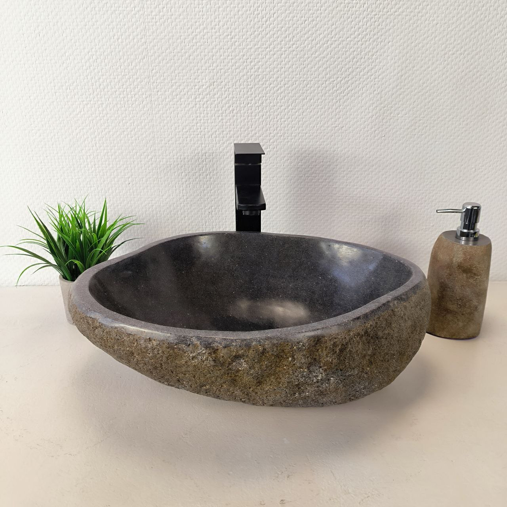 Раковина из речного камня RS-66012 48х34х15 из натурального камня