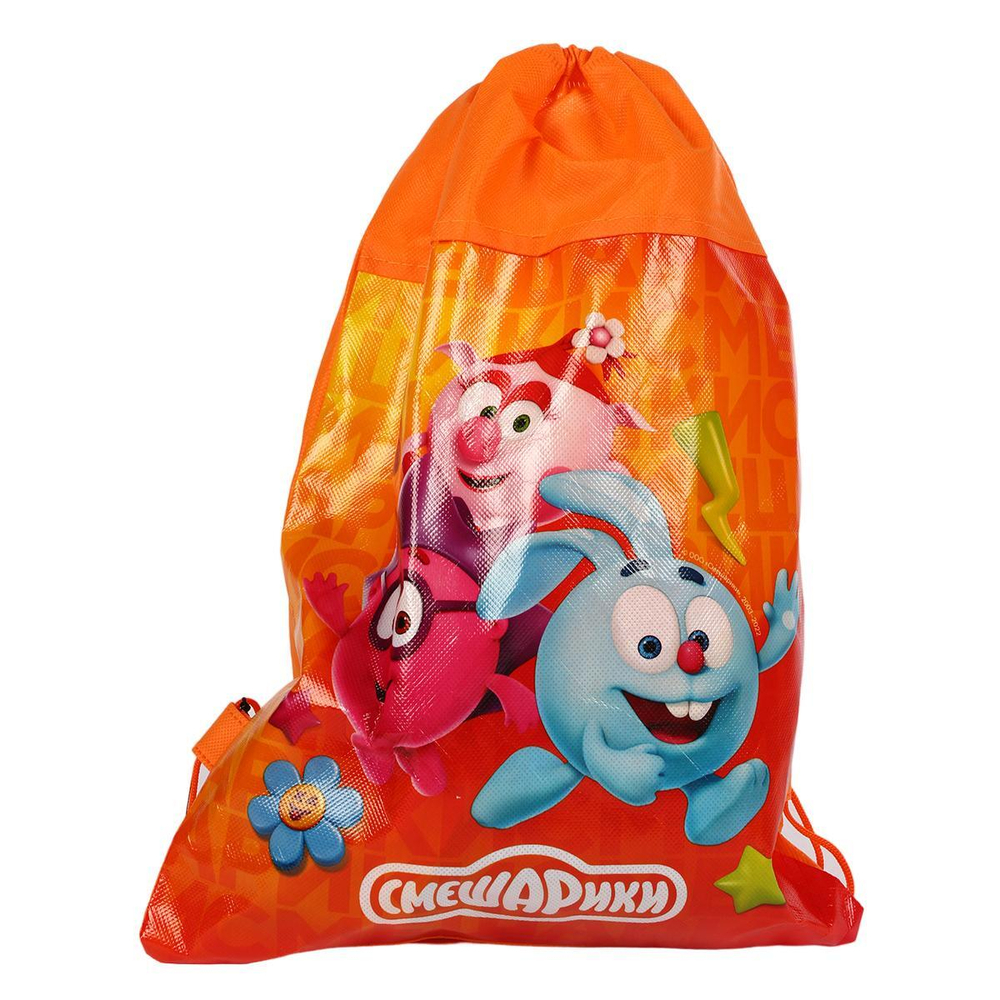 Песочный набор "Смешарики. Друзья" ведёрко 1л, грабли, совок, 3 формочки, в рюкз. (Крошка Я)