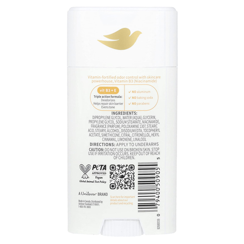 Dove, Vitamin Care + дезодорант, персики и масло ши, 74 г (2,6 унции)