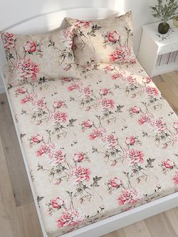 Постельное белье Сказка "Пионы винтаж" 1,5-сп   наволочка 50х70 1шт Простынь на резинке 90х200 см  Пододеяльник 145х215 см