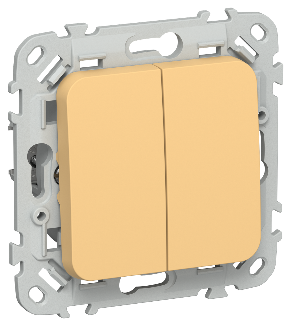 FLITE Выключатель 2-клавишный кнопочный проходной 10А ВС62-2-0-ФлЗ золотарник IEK