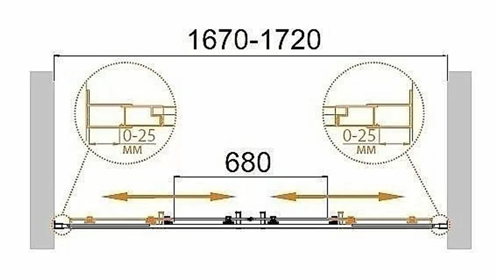 Душевая дверь Cezares MOLVENO-BF-2-170-C-Cr-IV стекло прозрачное/профиль хром