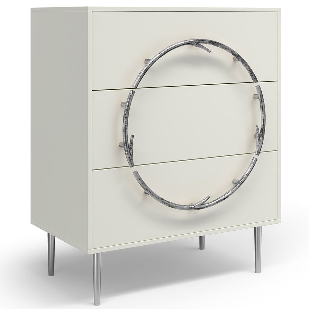 Комод Арт Колор matte Стайл Сильвер с 3 ящиками Белый опал матовый