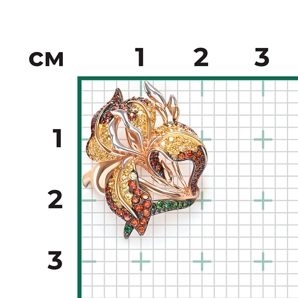 Кольцо «Ирис» из красного золота с фианитами