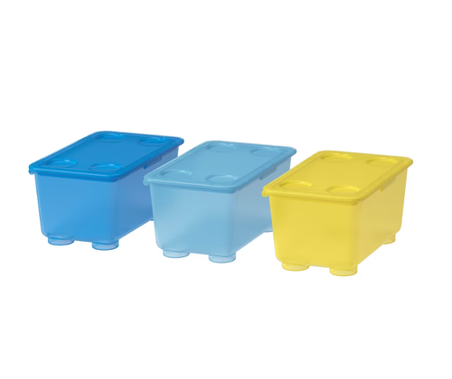 ГЛИС GLIS Набор коробов с крышкой 3 шт, 17x10 см, синий/желтый