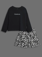 Летний костюм для девочки, лонгслив и юбка