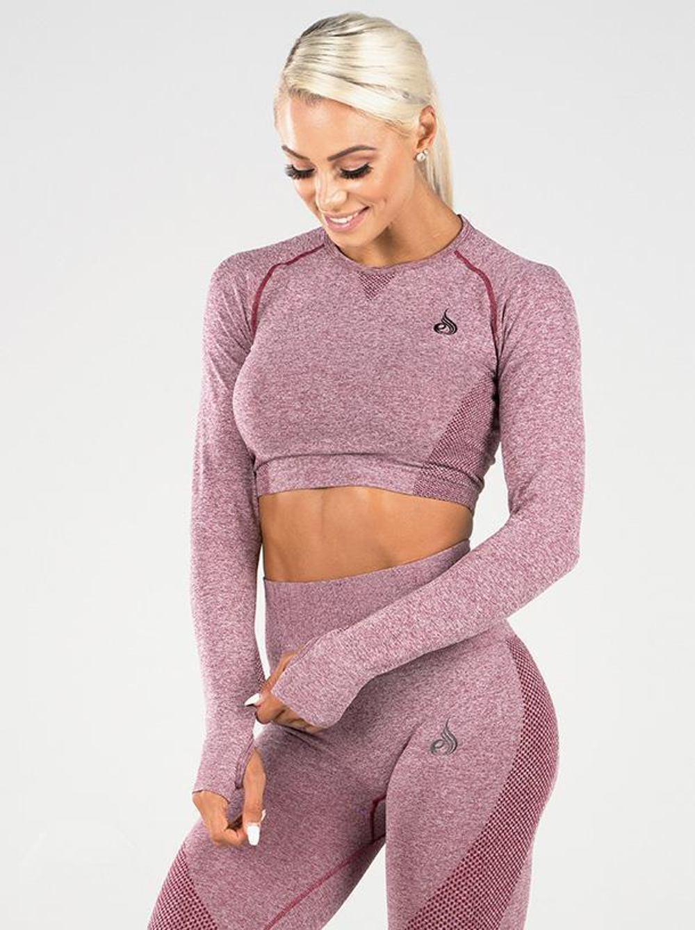 Женский топ Ryderwear Seamless Long Sleeve Crop - Burgundy Marle