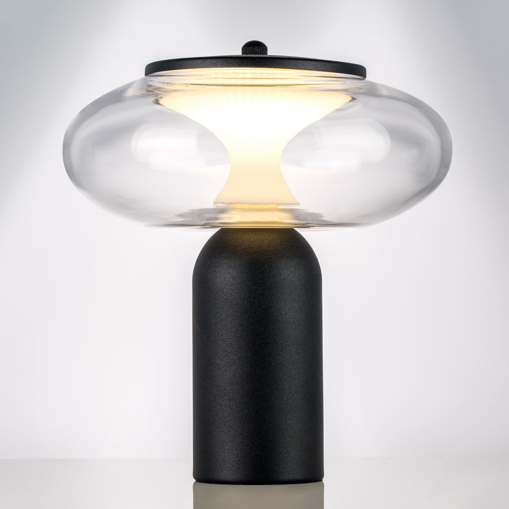 612917 Настольная лампа PALERMO 8W LED 350LM G ЧЕРНЫЙ/ПРОЗРАЧНЫЙ 3000K