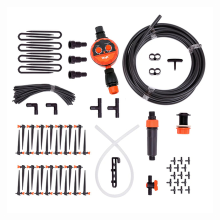 Комплект для капельного полива Жук, от емкости, регулируемые капельницы, с таймером, 30 растений