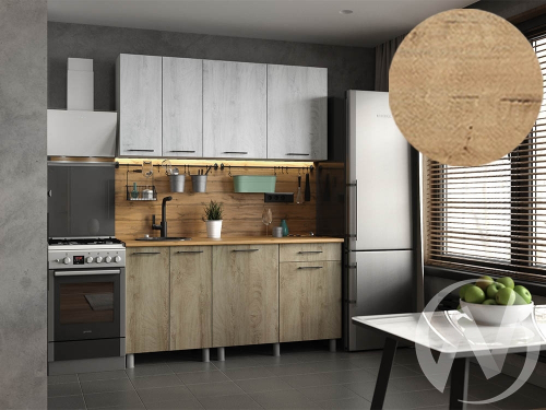 Кухня Одри 1.6м (корпус белый/дуб остин серый; дуб остин бежевый) 38мм дуб бурнатти