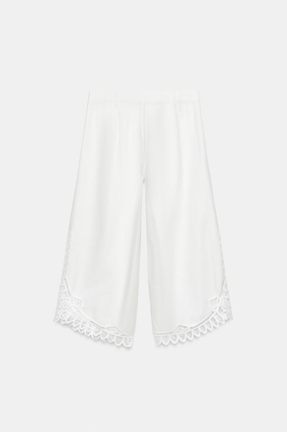 ZARA БРЮКИ С ВЫШИВКОЙ — ZW COLLECTION, ЖЕЛТОВАТО-БЕЛЫЙ