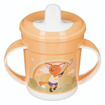 Поильник с ручками и декором, 320мл (оранжевый)
