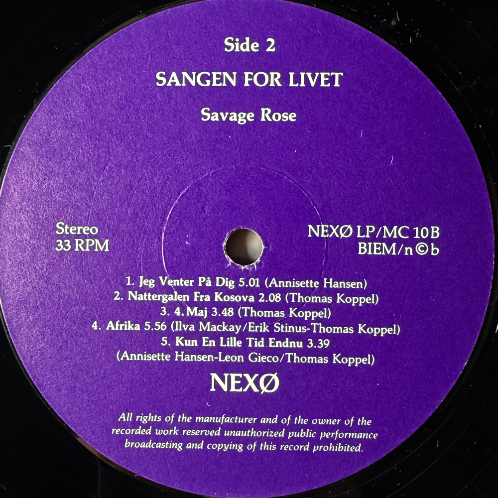 Savage Rose ‎– Sangen For Livet (Дания 1988г.)