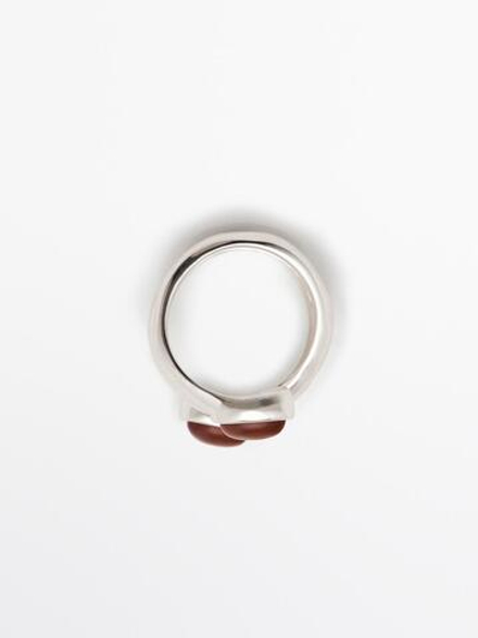 Massimo Dutti Спиральное кольцо с инкрустированными деталями, горчично-желтый