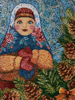 Набор декоративных гобеленовых салфеток Матрешки времена года 32х32 (4 шт.)
