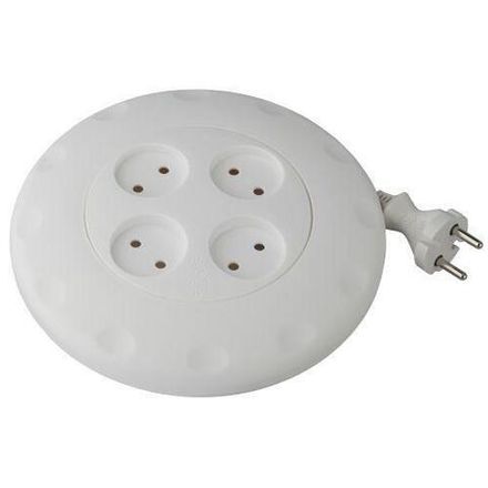 Удлинитель-рулетка 4х7м без заземл. 10А IP20 UR-4-7m-W ПВС 2х1 бел. Эра Б0019041