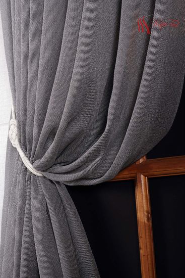 XL-Плотный тюль-сетка Грик (Графит)