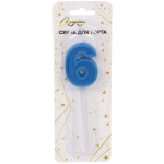 Свеча для торта Цифра Веселый праздник «6» 12 см