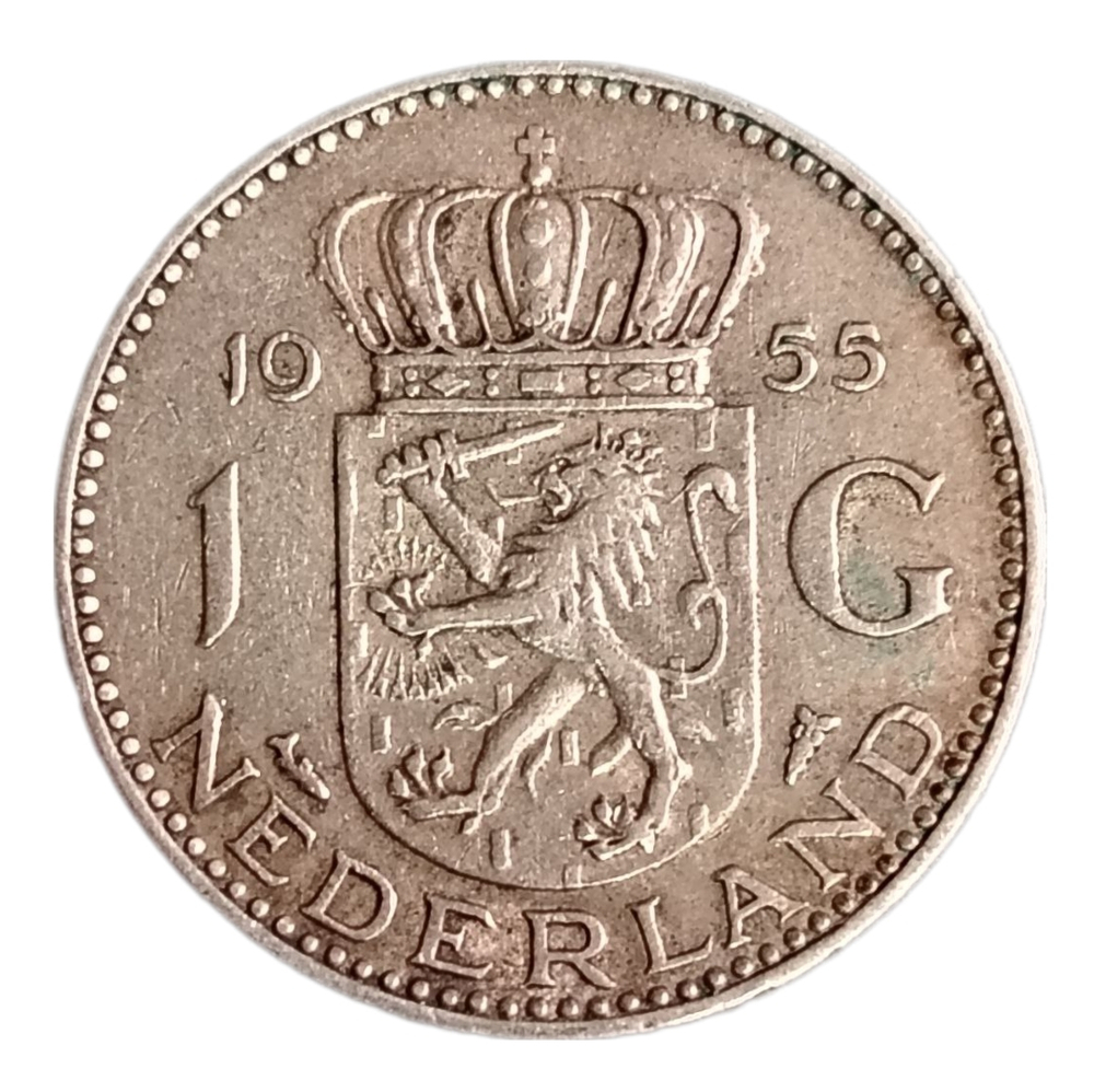 Монета Нидерландов 1 гульден 1955 год