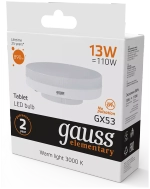 Лампа Gauss LED Elementary GX53 13W 890Lm 3000K 83813