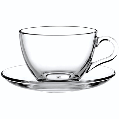Стеклянная чайная пара: чашка и блюдце (Цвет: прозрачный)
