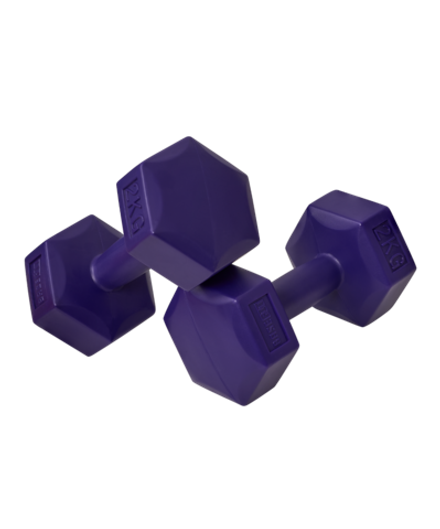 Гантель гексагональная DB-305 2 кг, пластиковый, фиолетовый, пара