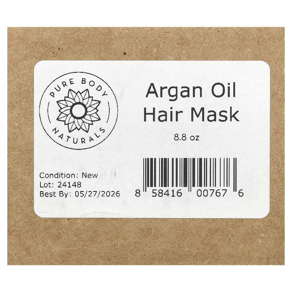 Pure Body Naturals, Маска для волос с аргановым маслом, чистый блеск, 240 мл (8 жидк. Унций)