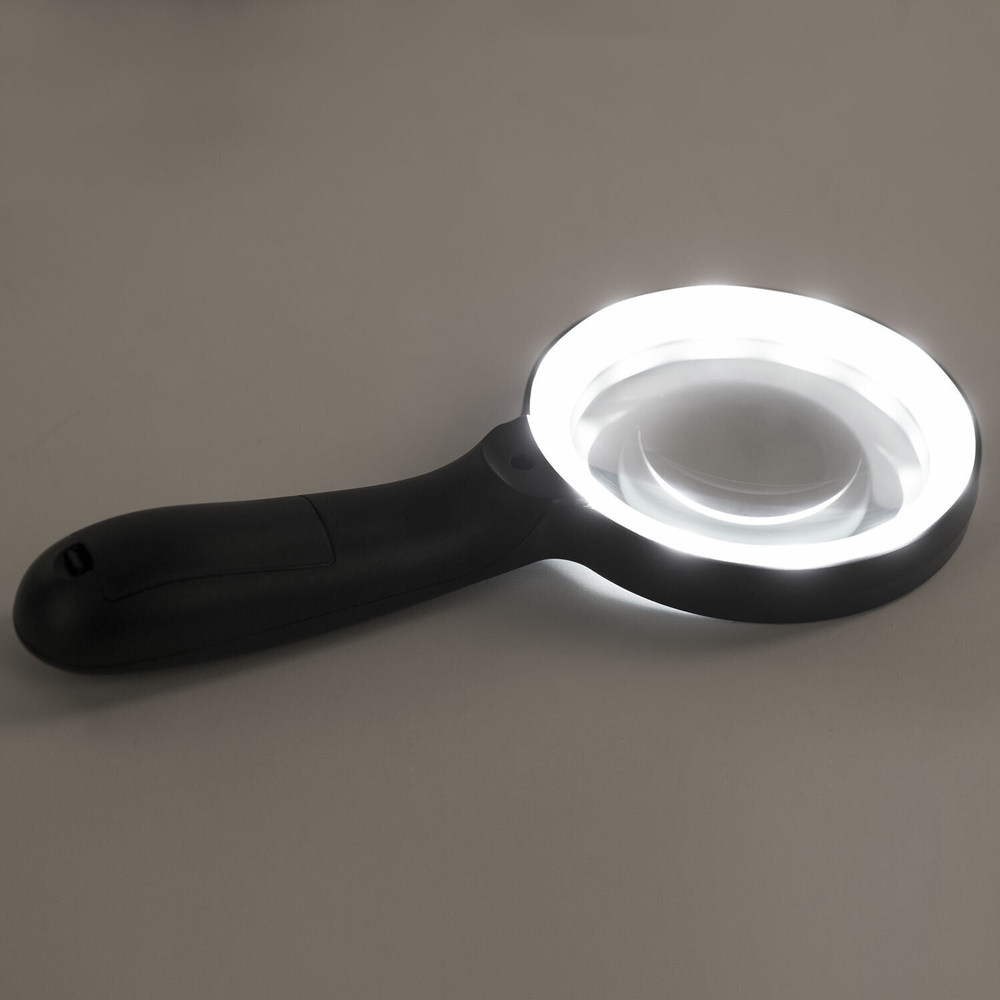 Лупа просмотровая с LED-ПОДСВЕТКОЙ диаметр 90 мм увеличение 10 корпус черный BRAUBERG (2 штуки в упаковке)