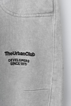 ZARA БРЮКИ BARREL ИЗ МЯГКОЙ ТКАНИ С НАДПИСЬЮ, СВЕТЛО-СЕРЫЙ