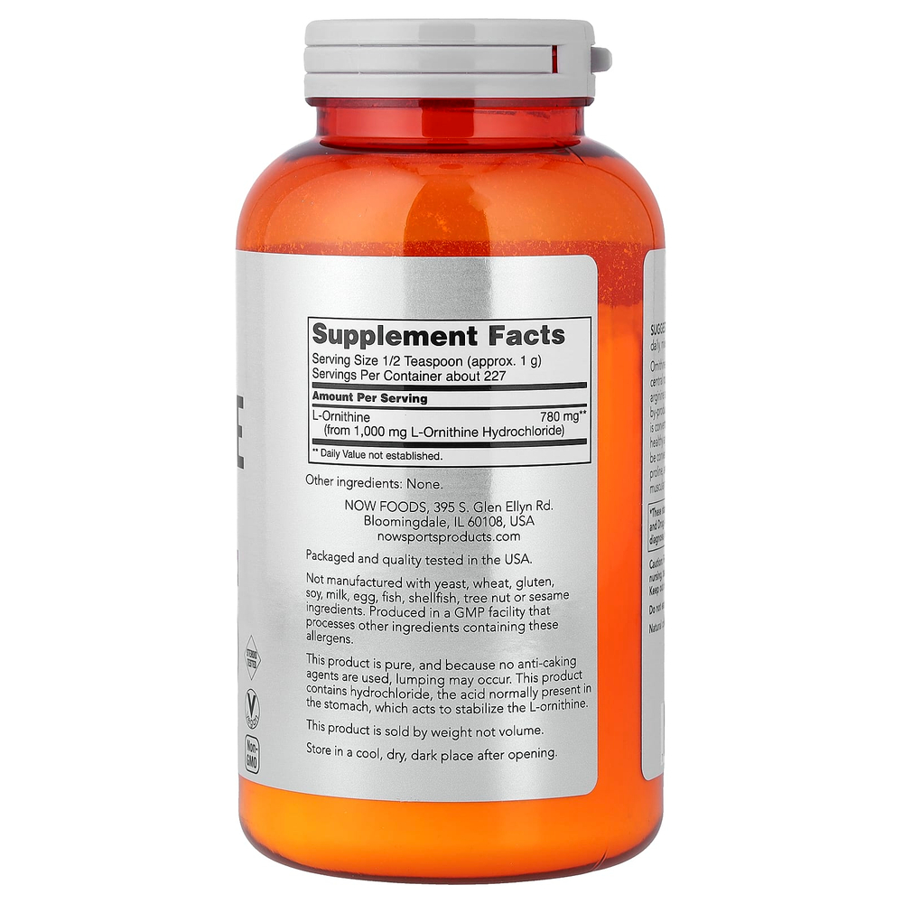 NOW Foods, Sports, L-орнитин в виде порошка, 227 г (8 унций)